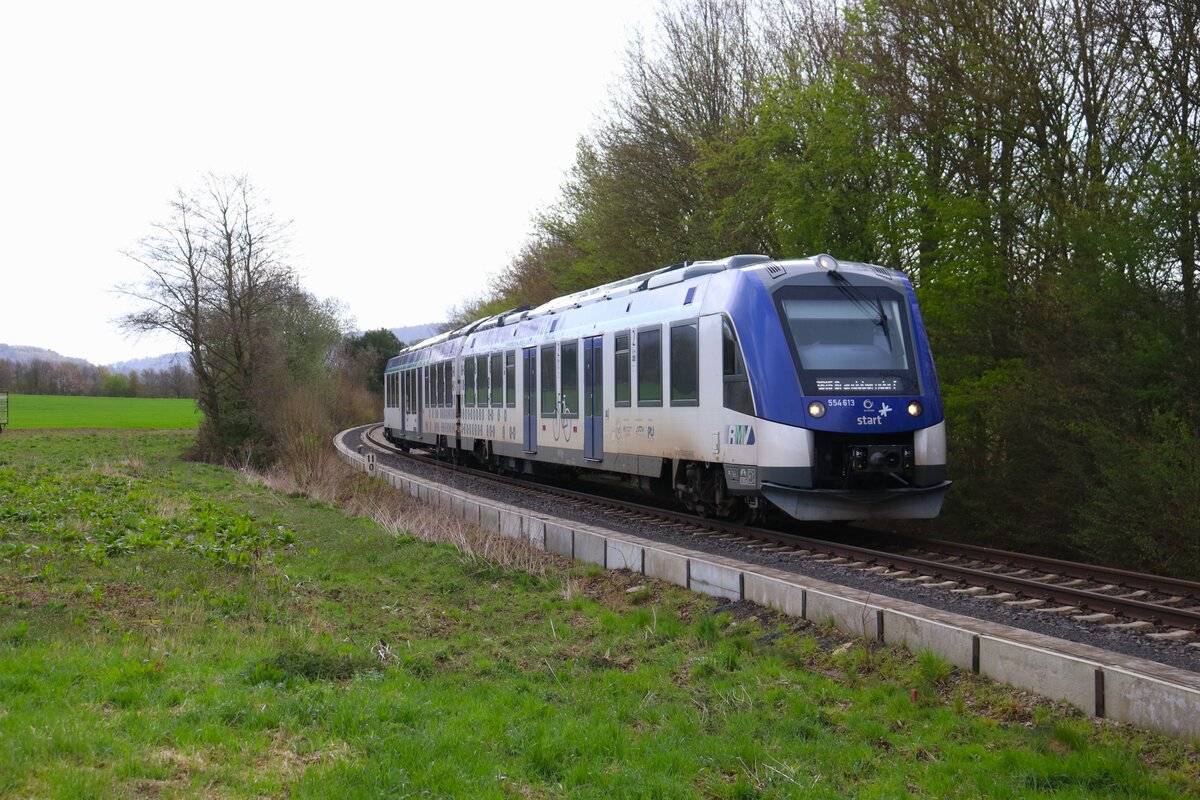 Regionalverkehr Start Alstom Coradia iLint Wasserstofftriebzug 554 113 am 05.04.24 auf der Taunusbahn