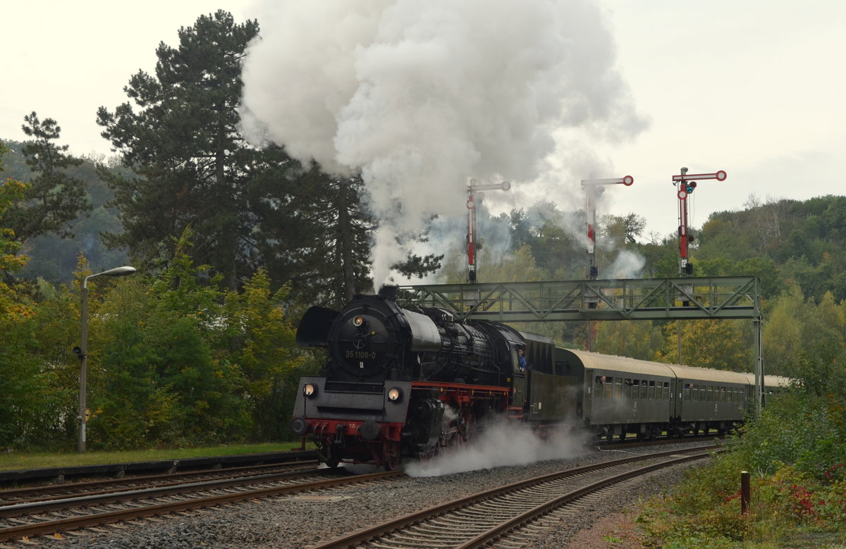 REVIVAL – Fahrt mit 35 1106-0 von (35 1097 der IG 58 3047) Dampfsonderzug der IG Schienenverkehr Ostfriesland e.V. in Roßwein von Leipzig Riesa Döbeln Nossen Chemnitz Gera wieder nach Leipzig 10.10.2020