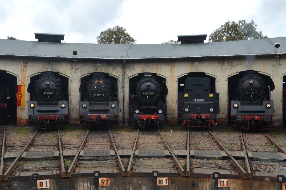 REVIVAL – Fahrt mit 35 1106-0 von (35 1097 der IG 58 3047) Dampfsonderzug der IG Schienenverkehr Ostfriesland e.V. hier in BW Nossen mit 35 1113-5 35 1107-8 52 8074-4 Tender 35 1045-0 & 35 1106-0 10.10.2020