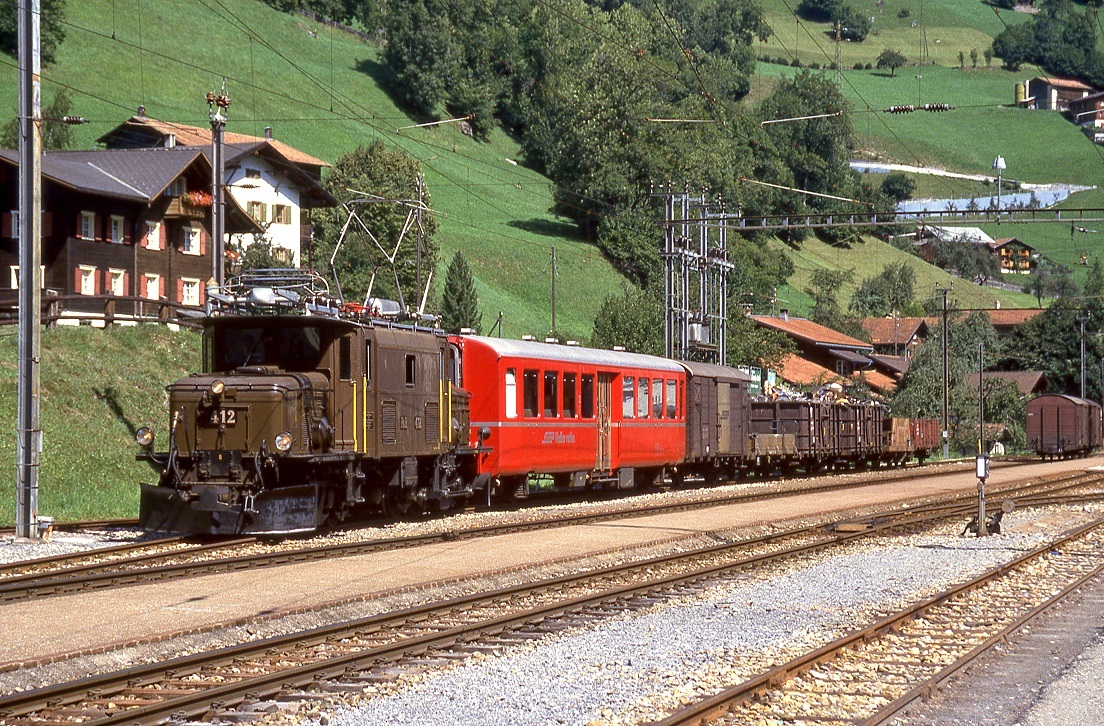 RhB 412 mit einem GmP bei Kblis, 26.08.1986.