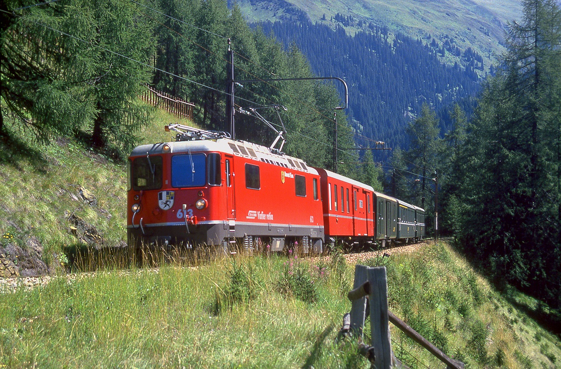 RhB 613, Davos, 26.08.1986. - Bahnbilder.de