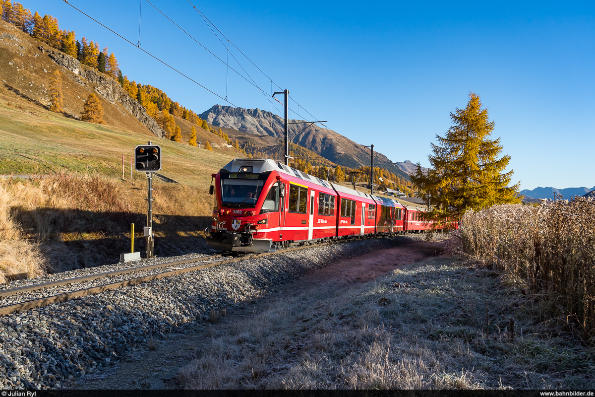 RhB ABe 8/12 3503 / IR Chur - St. Moritz / Celerina, 23. Oktober 2021