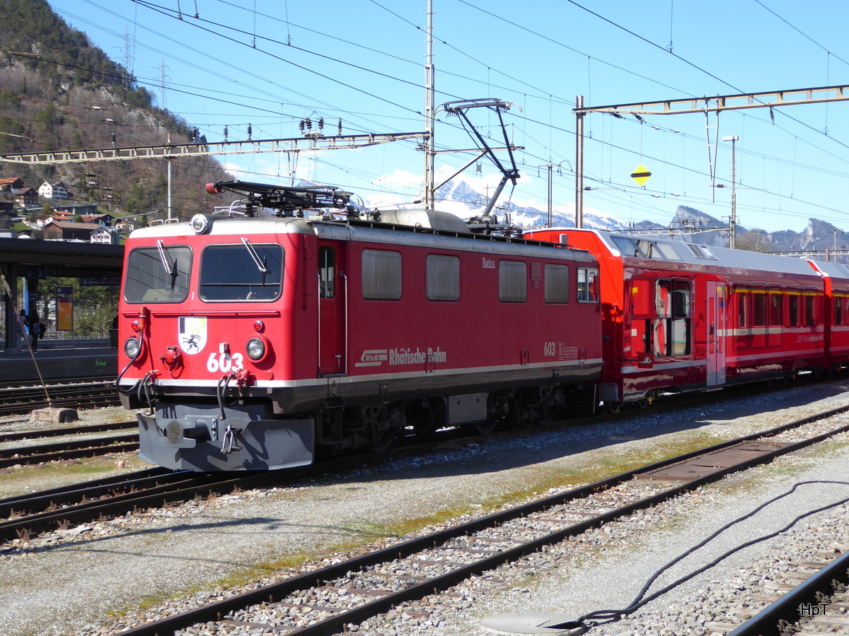 RhB - Ge 4/4  603 abgestellt im Bahnhofsareal in Landquart am 26.03.2016