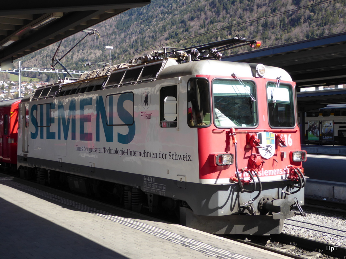 RhB - Ge 4/4 616 im Bahnhof Chur am 26.03.2016