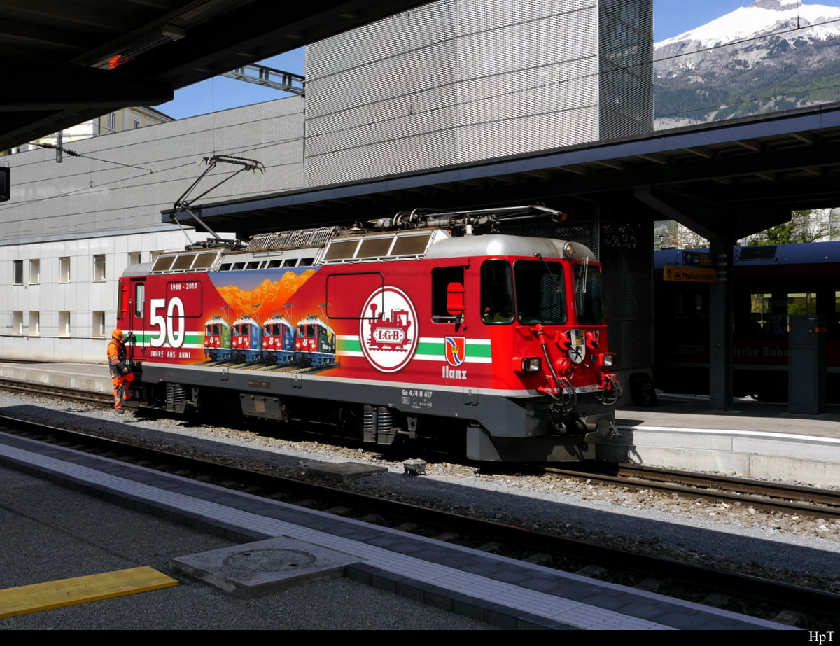 RhB - Ge 4/4  617 bei Rangierfahrt im Bahnhof Chur am 16.05.2019