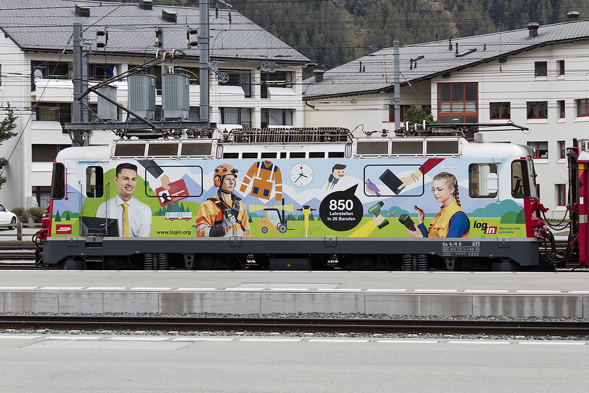 RhB, Ge 4/4II, 611, 12.05.2018, Samedan 



