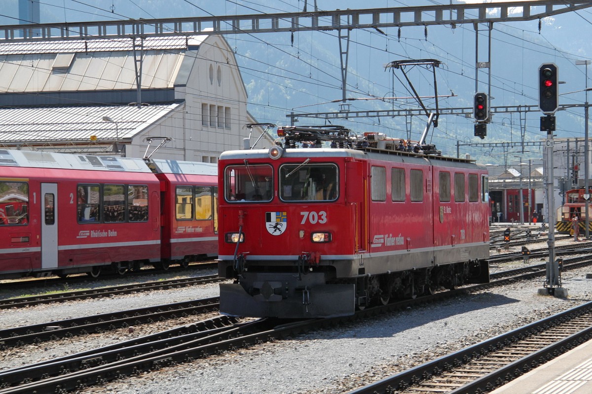 RhB Lok Ge6/6 II Nr.703 beim rangieren am 05.05.14 in Landquart