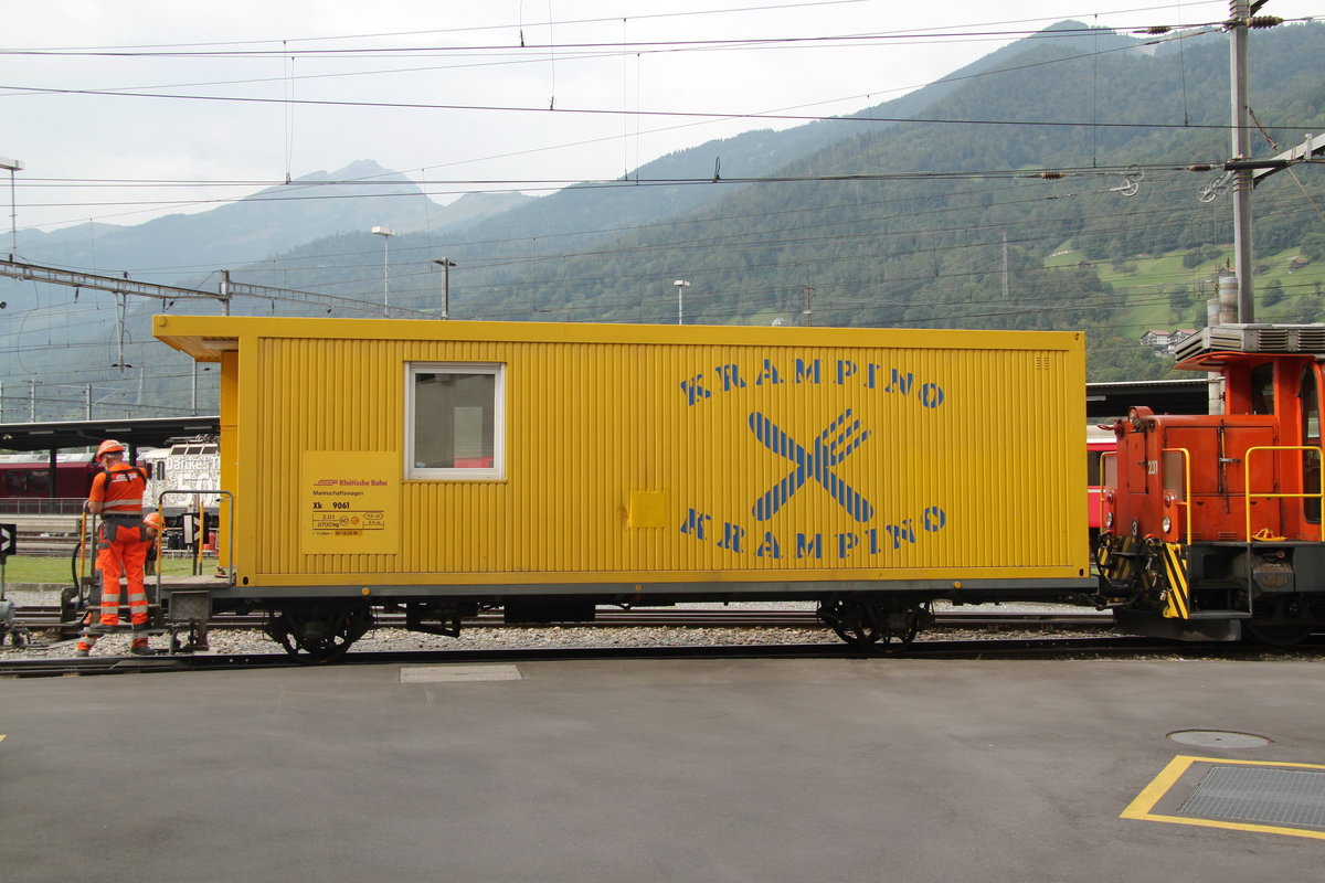 RhB Mannschaftswagen (Kantine)für die Gleisbauarbeiter am 15.09.16 in Landquart