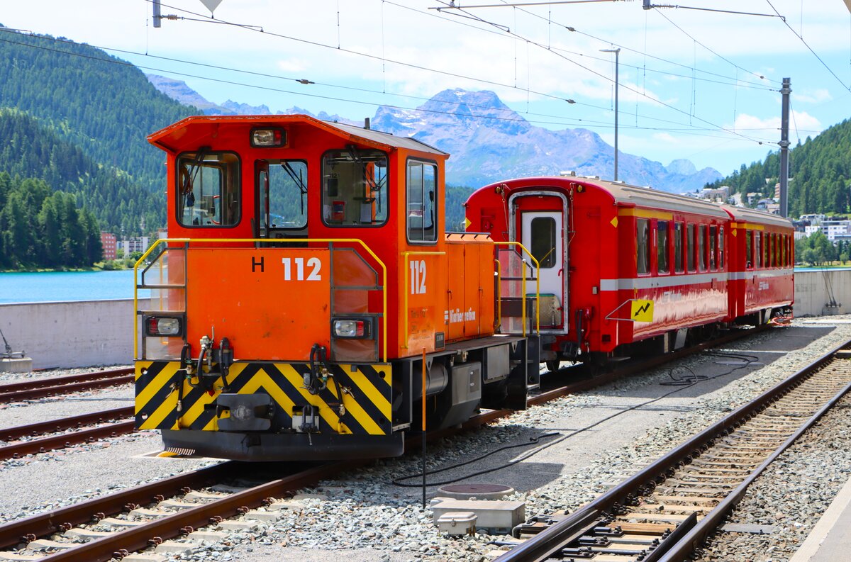 RhB Rangierlok Tm 2/2 112 am 05.07.26 in St. Moritz beim Rangieren 