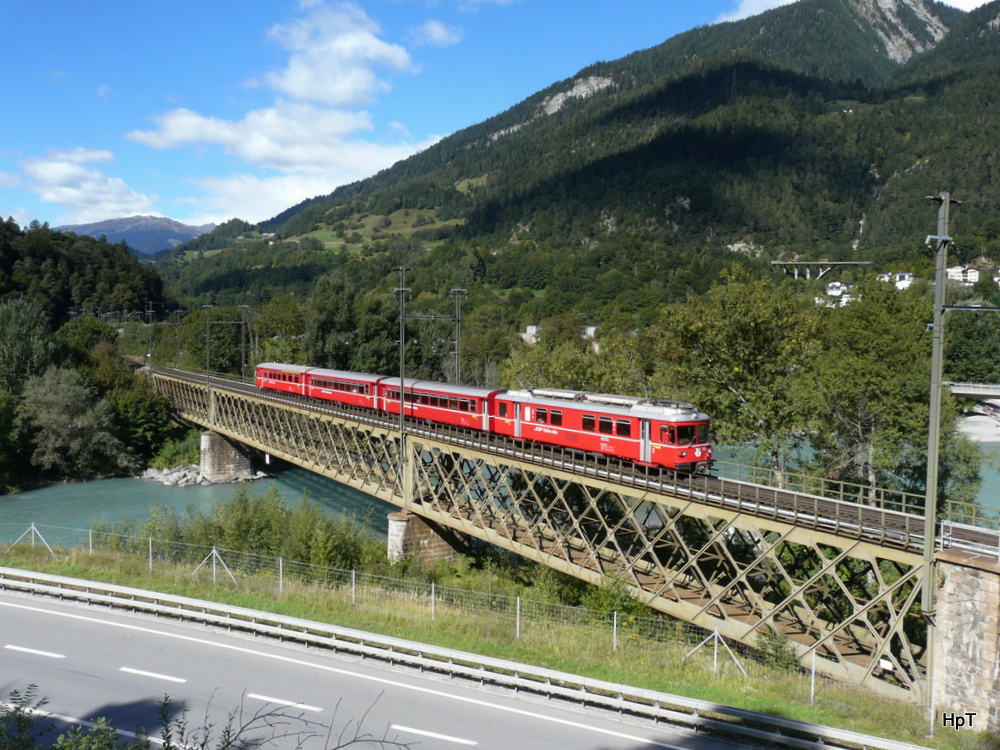 RhB - Regio mit Triebwagen Be 4/4 516 unterwegs bei Reichenau-Tamins am 20.09.2013