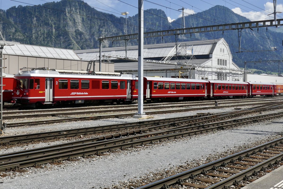 RhB Stammnetz-Pendel Be 4/4 515 am 19.7.20 in Landquart abgestellt.