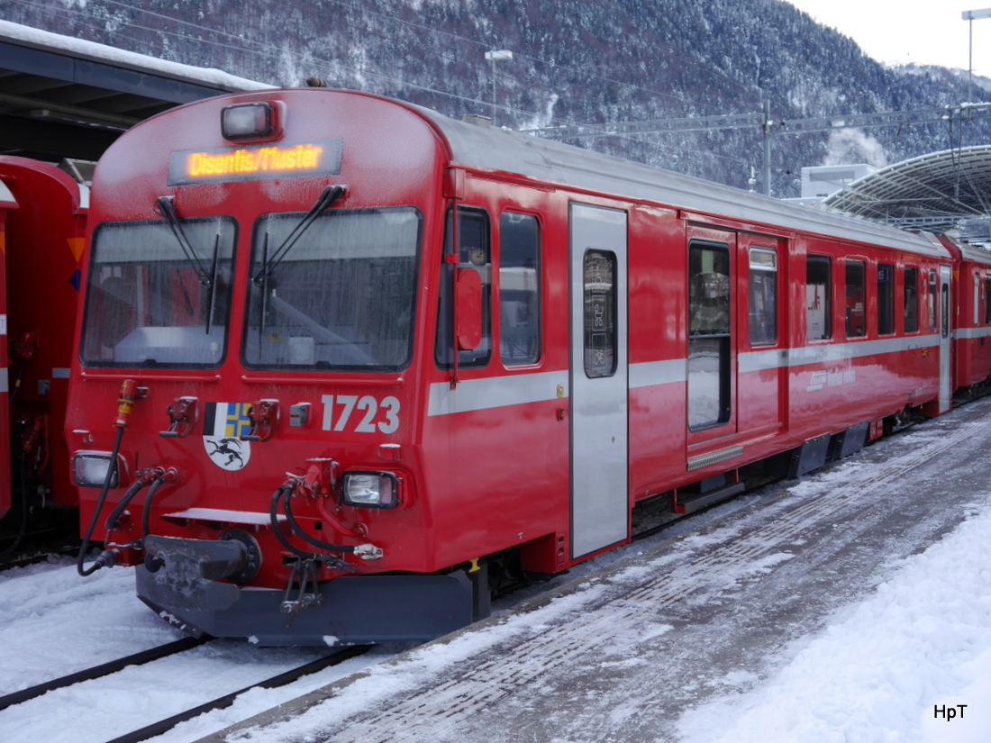 RhB - Steuerwagen BDt 1723 im Bahnhof Chur am 02.01.2015