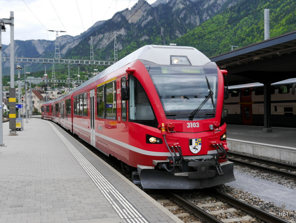 RhB - Triebzug ABe 4/16 3103 im Bahnhof Chur am 10.05.2014