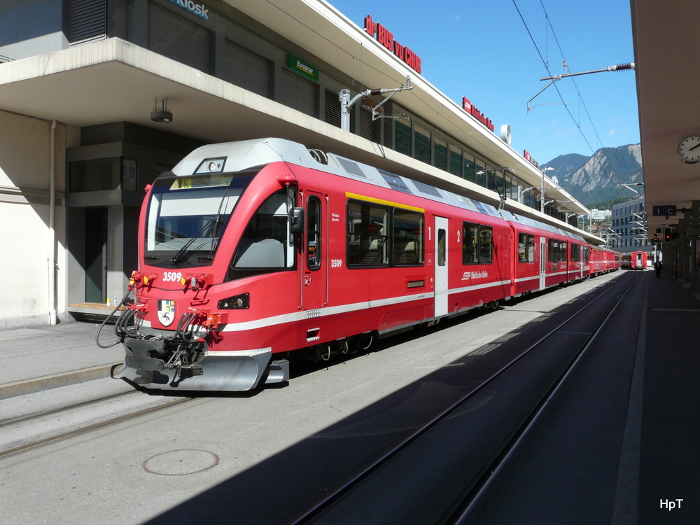 RhB - Triebzug  ABe 8/12 3509 als Regio nach Arosa im Bahnhof Chur am 20.09.2013
