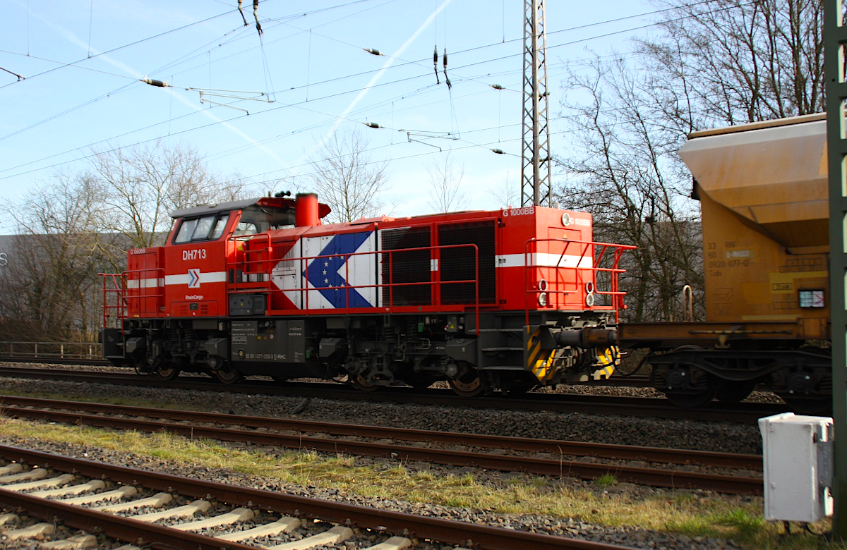 RHC DE 713 G 1000 BB am 20.02.2021  auf der Hamm-Osterfelder Strecke Fahrtrichtung West durch Datteln.
