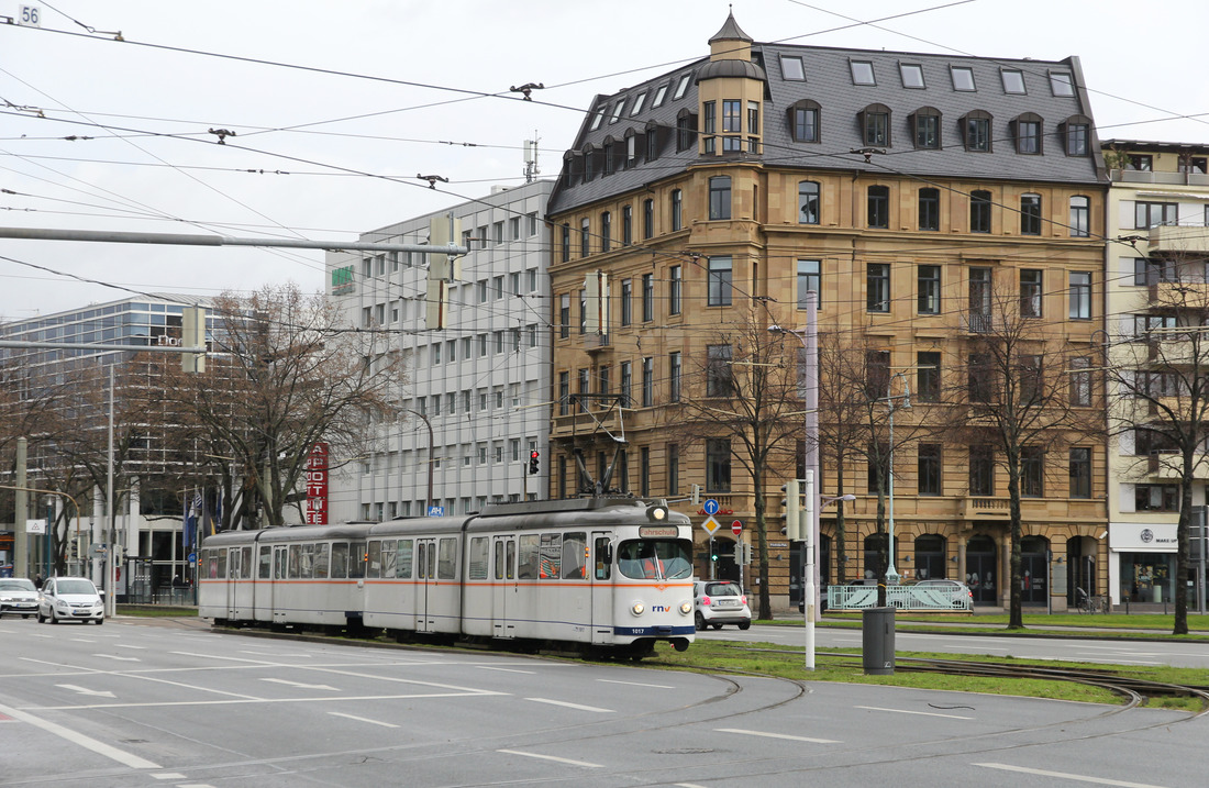 Rhein-Neckar-Verkehr 1017 (unterwegs als Fahrschulfahrt) // Mannheim // 29. Januar 2021