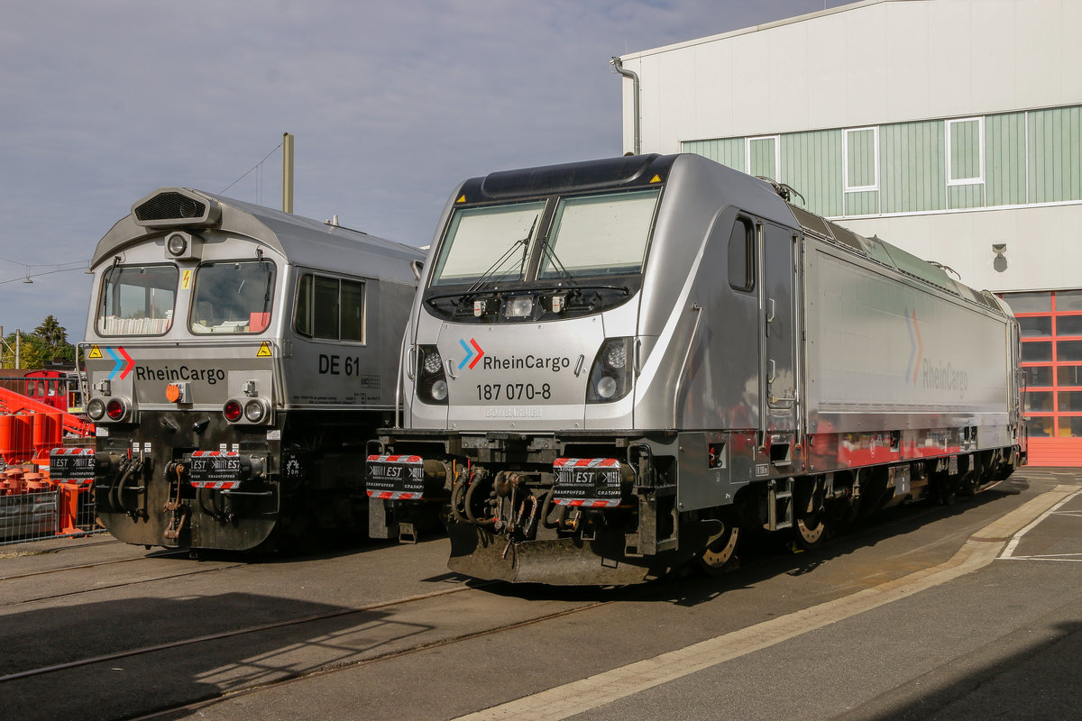 RheinCargo 187 070-8 & RheinCargo DE81 Class 66 in Br�hl, September 2018.