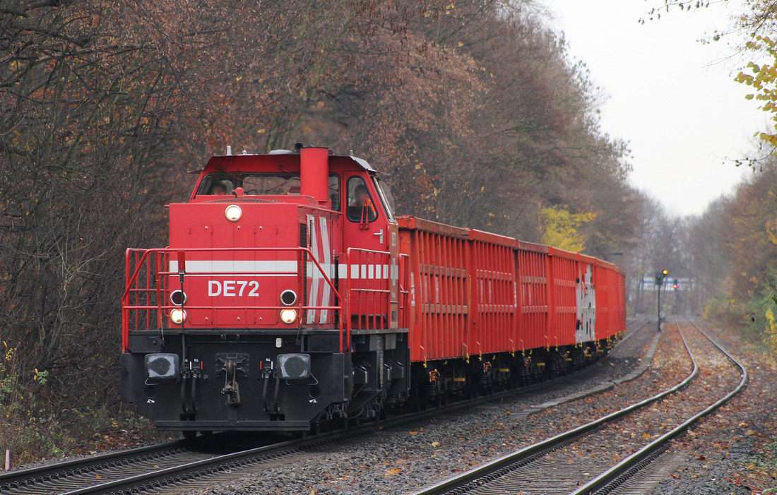 RheinCargo DE 72 // Köln, Bahnübergang Butzweiler Straße // 23. November 2016