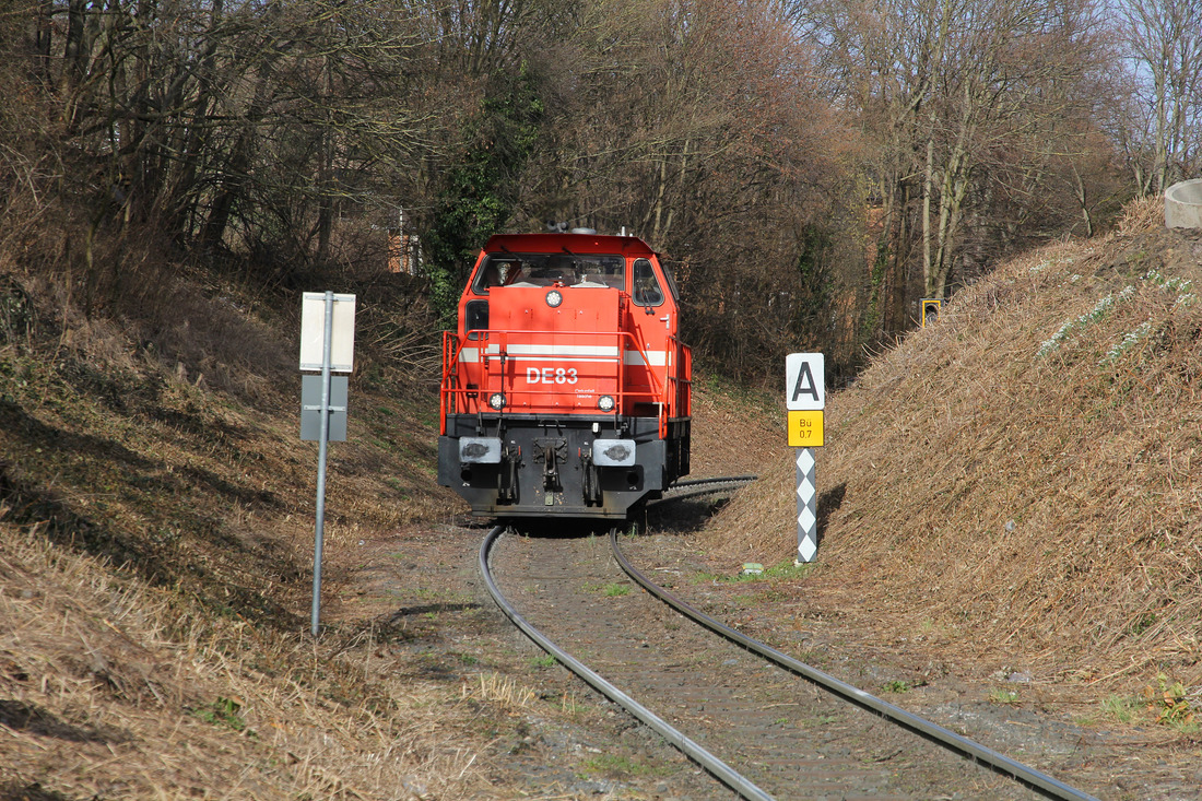 RheinCargo DE 83 // Frechen (Anschlussgleis Quarzwerke) // 25. Februar 2021