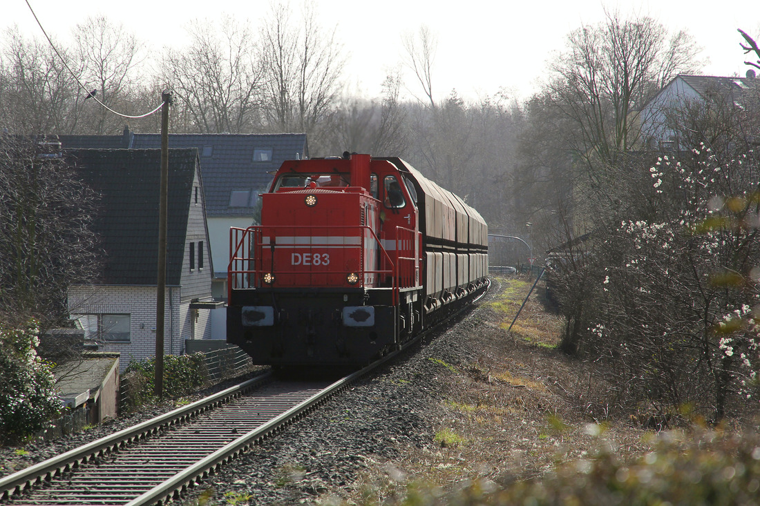RheinCargo DE 83 // Frechen (Anschlussgleis Quarzwerke) // 25. Februar 2021
