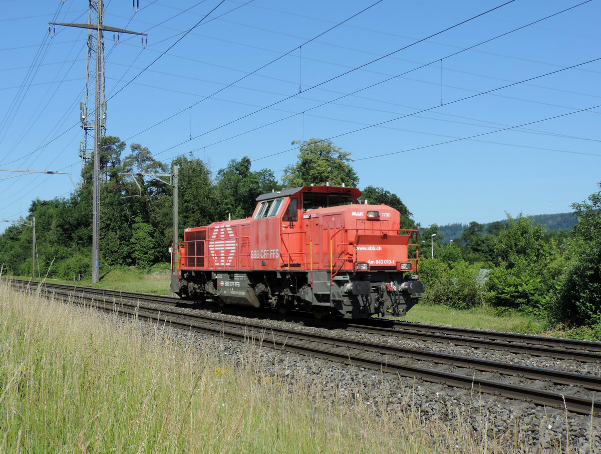 Rheinfelden-Augarten - 10. Juni 2022 : Am 843 019 als Lz...