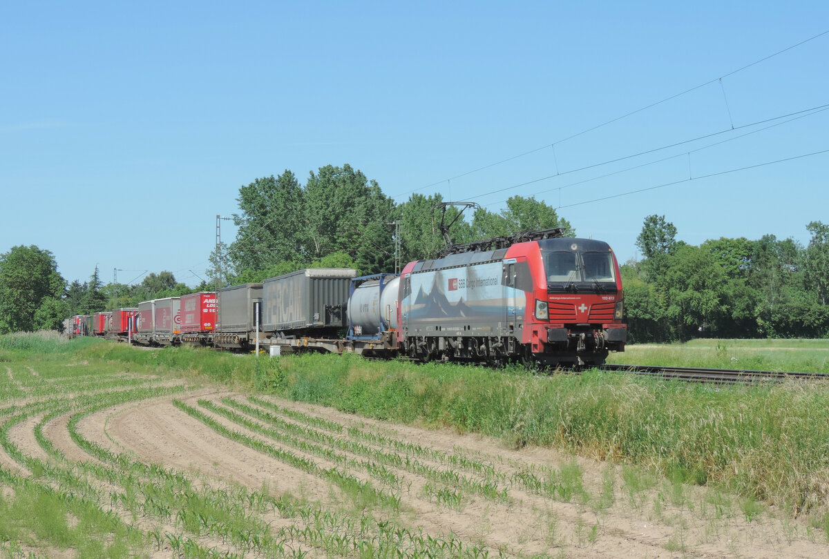 Riegel - 14. Juni 2021 : Re 193 473 mit einem Kontainerzug.