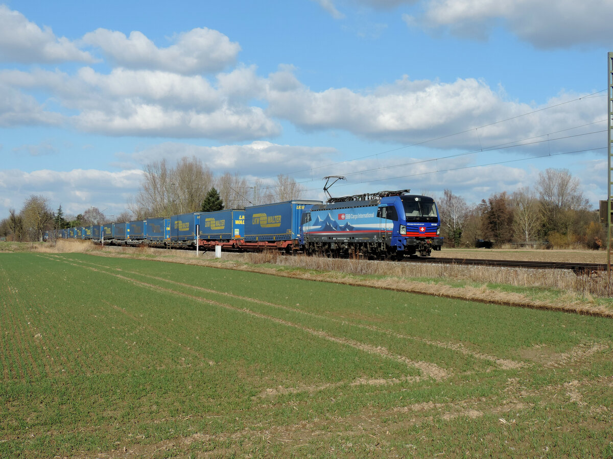 Riegel - 26. Februar 2022 : 193 530  Po  mit dem LKW Walter CargoBeamer in Richtung Süden unterwegs.