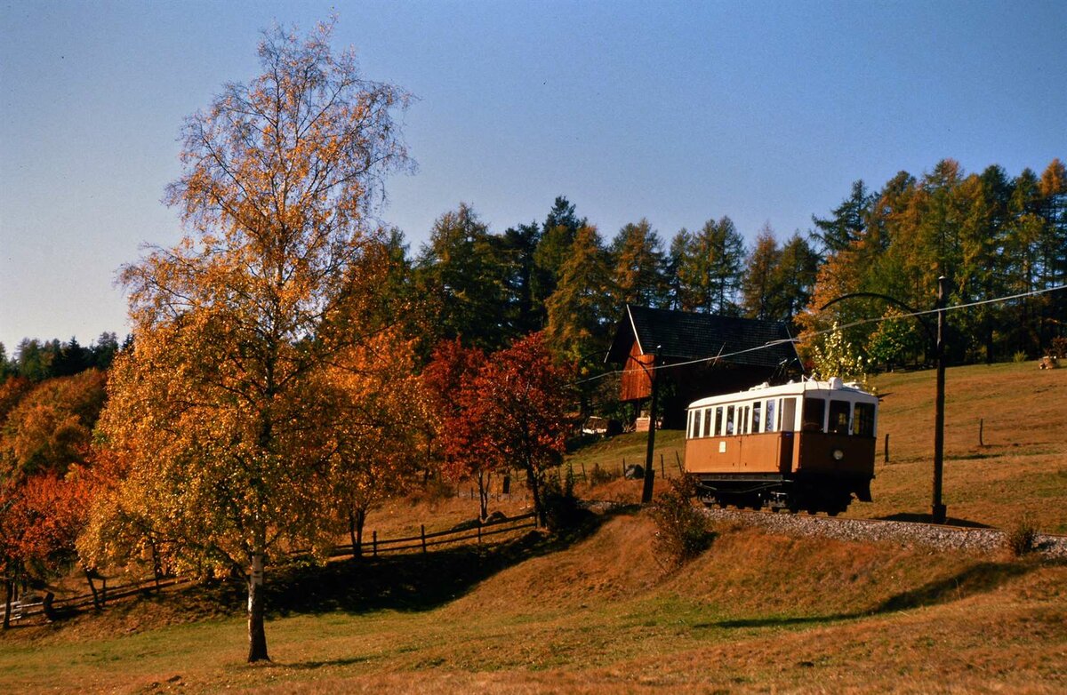 Rittner Bahn in Südtirol im Herbst 1985.