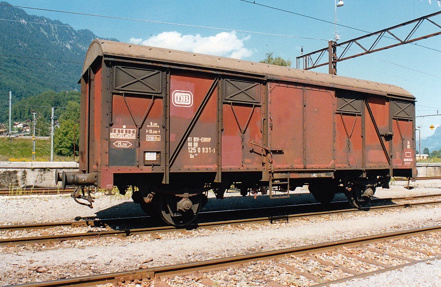 RIV-EUROP Güterwagen Gs der DB in Interlaken-Ost, August 1993 - Nr 125 0 931