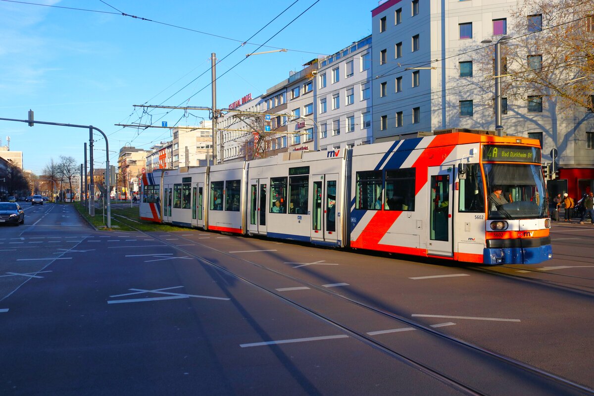 RNV Adtranz GT6N Wagen 5602 am 30.11.24 in Mannheim