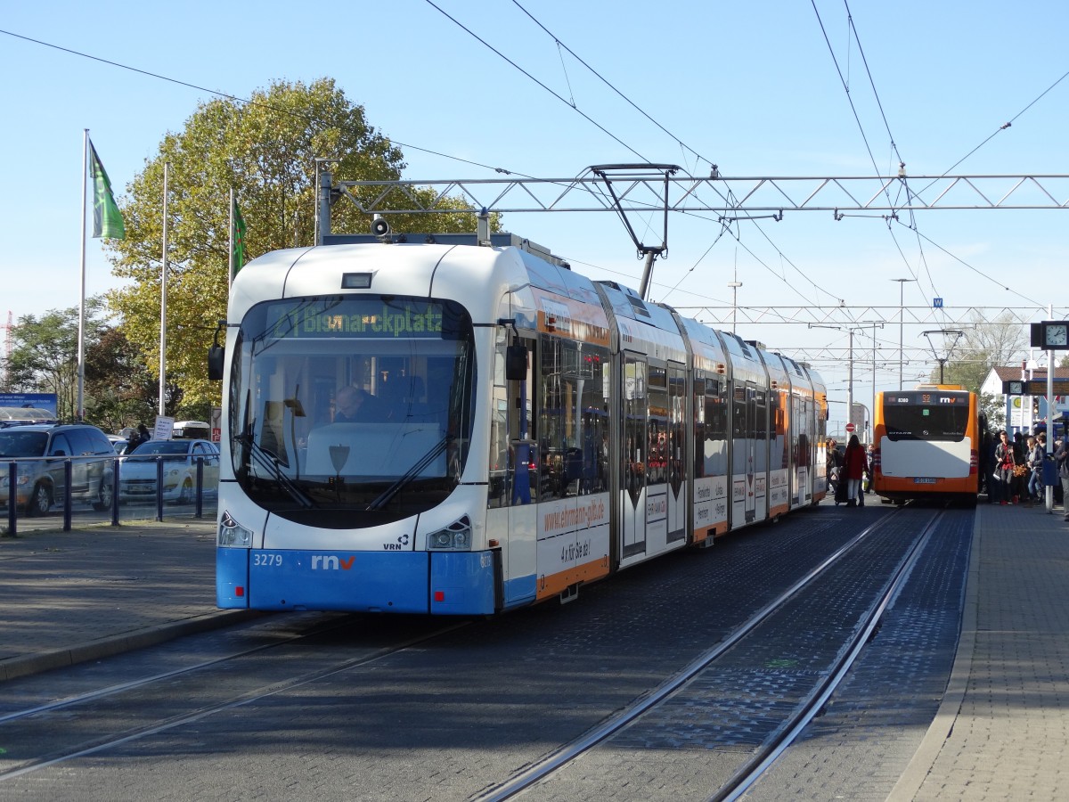 RNV Bombardier Variobahn 3279 am 24.10.14 in Heidelberg auf der Linie 21