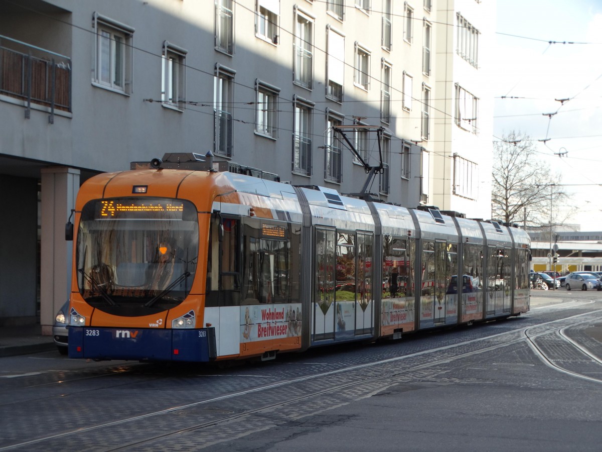 RNV Bombardier Variobahn 3283 (RNV8) am 25.02.16 in Heidelberg