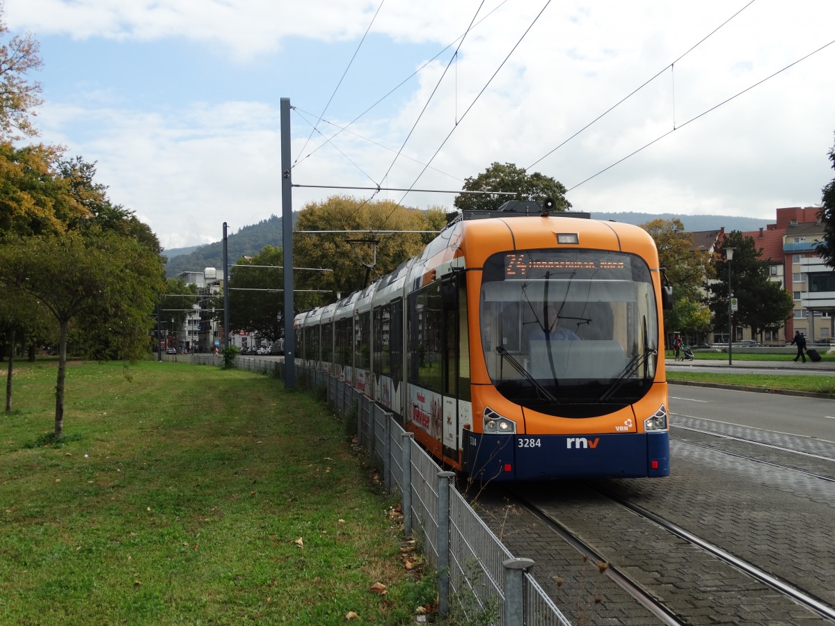 RNV Bombardier Variobahn 3284 am 09.10.15 in Heidelberg