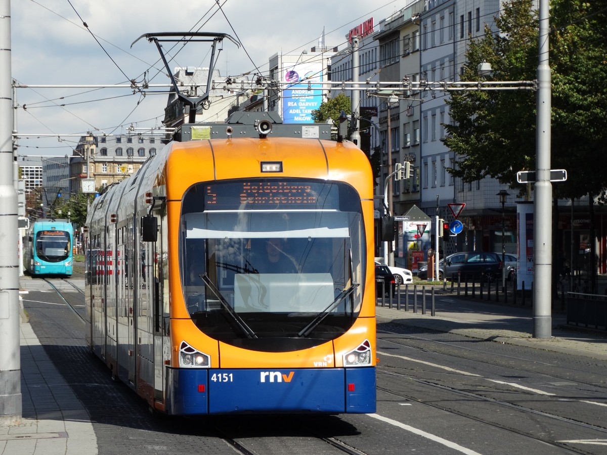RNV Bombardier Variobahn 4151 am 19.09.14 in Mannheim auf der Linie 5
