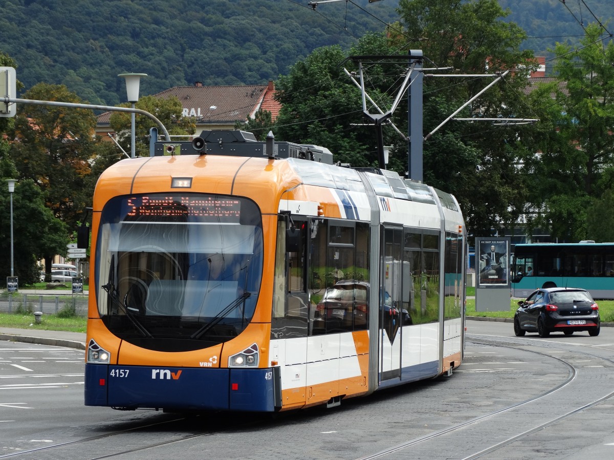 RNV Bombardier Variobahn 4157 am 30.08.14 in Heidelberg
