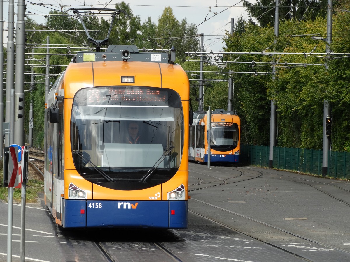 RNV Bombardier Variobahn 4158 am 27.09.14 in Heidelberg auf der Linie 24 