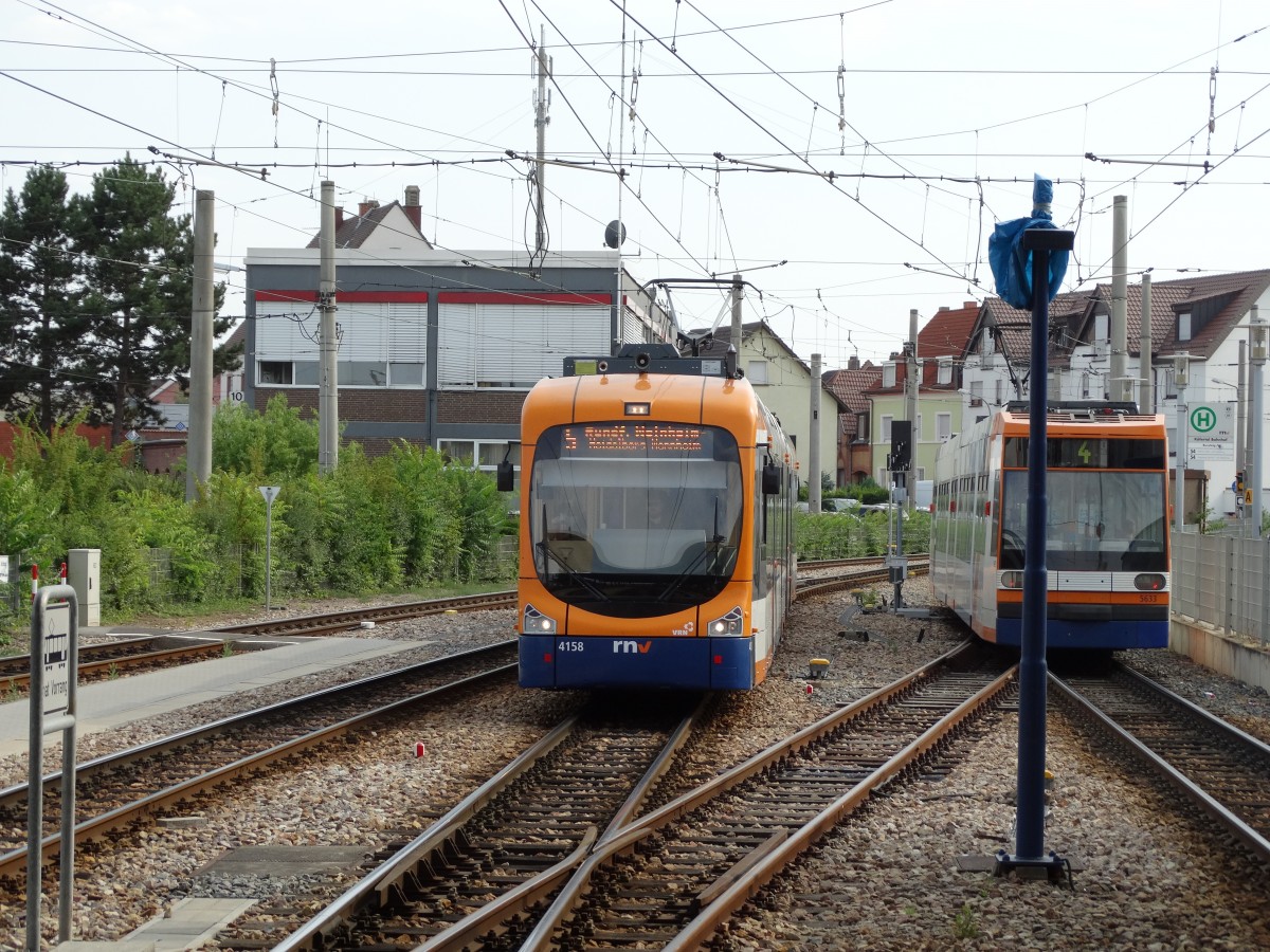 RNV Bombardier Variobahn 4158 (RNV6) am 11.07.15 in Käfertal