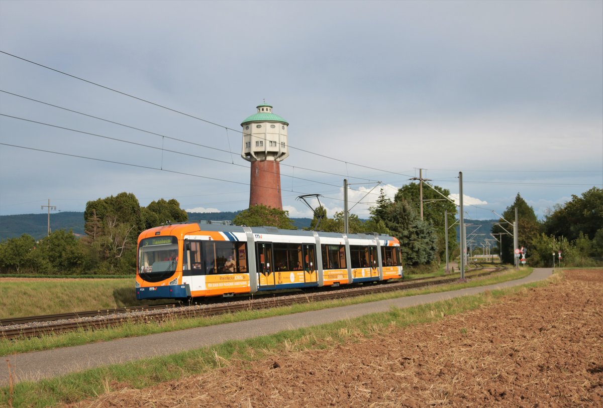 RNV Bombardier Variobahn Wagen 4124 am 29.08.20 bei Edingen