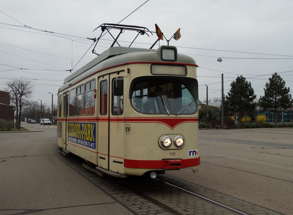 RNV Düwag 156 am 28.03.15 im Depot Ludwigshafen im Rahmen einer IGN Sonderfahrt