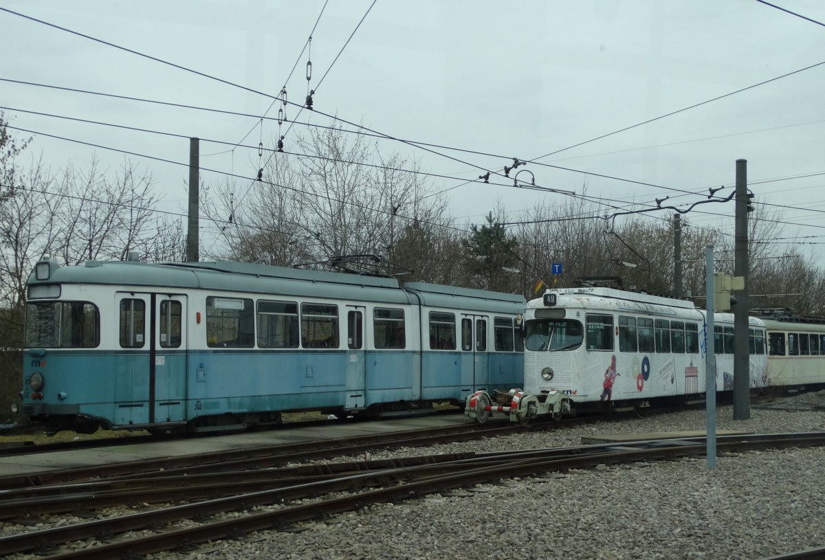 RNV Düwag GT6 (ex HSB) am 28.03.15 im Depot Ludwigshafen im Rahmen einer IGN Sonderfahrt 