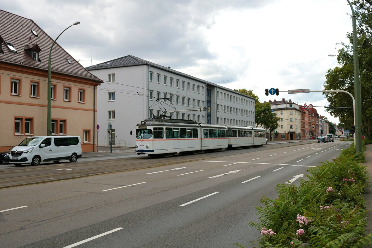 RNV Düwag GT6 Hängerzug 1015+1055 am 20.08.21 in Ludwigshafen