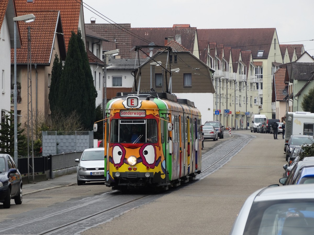 RNV Düwag GT8 204 (IGN) am 22.02.15 in Leimen