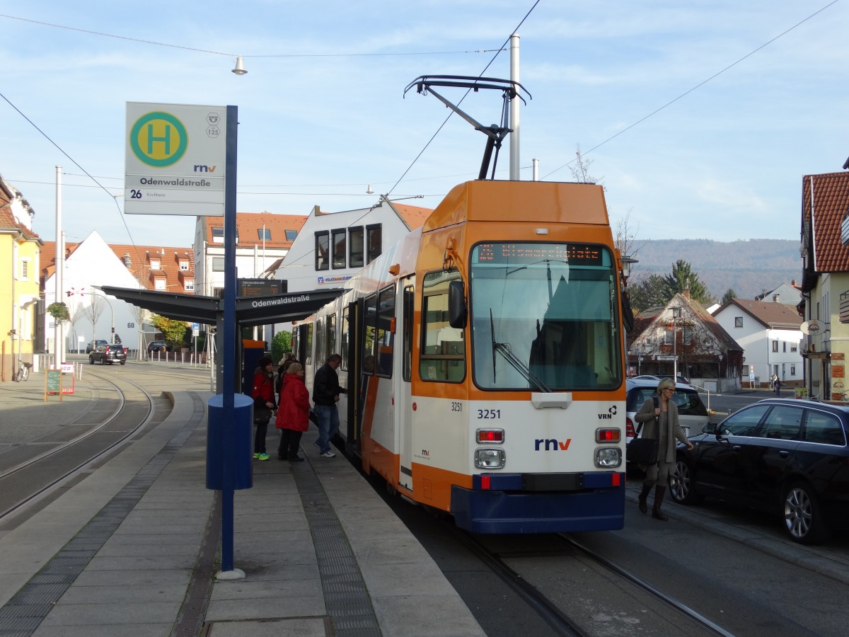 RNV Düwag M8C 3251 (modernisiert) in Heidelberg Kirchheim Odenwaldstraße