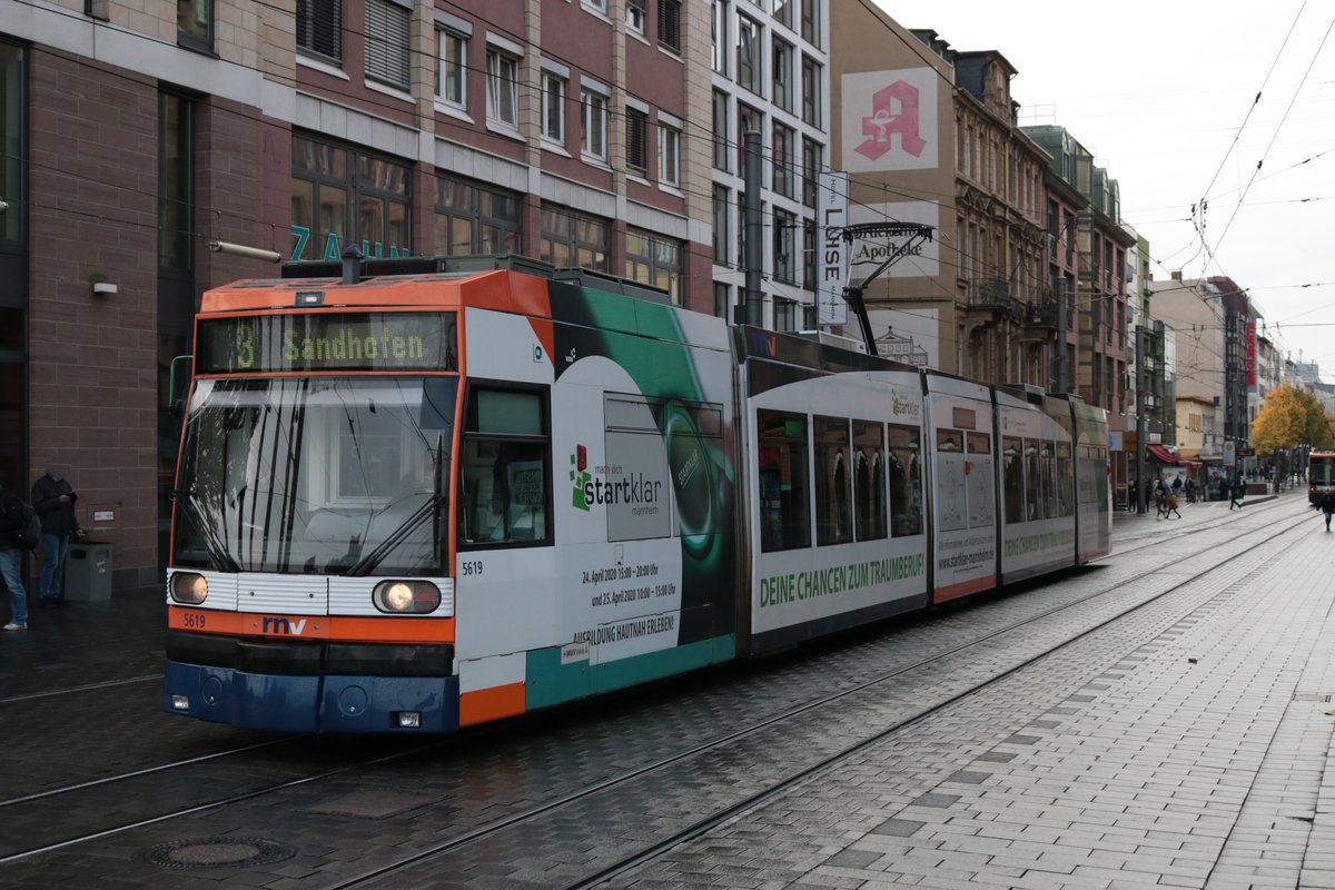 RNV GT6N Wagen 5619 am 17.10.20 in Mannheim