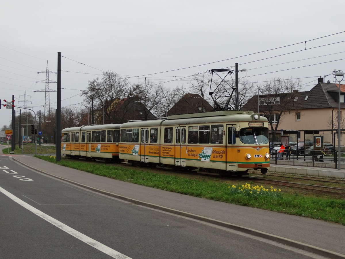 RNV RHB 1017+1057 am 28.03.15 in Ludwigshafen Oppau (BASF) 