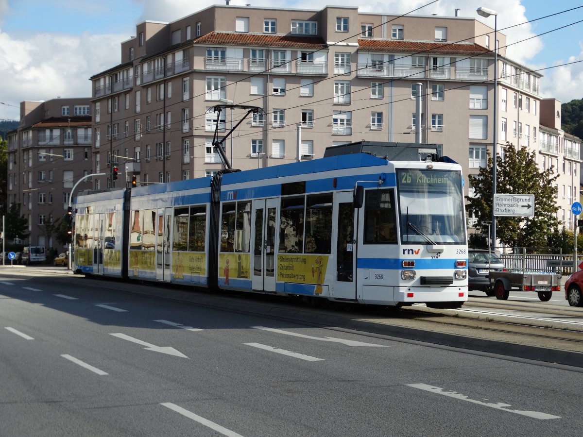 RNV Wagen 3268 am 27.09.14 in Heidelberg auf der Linie 26 