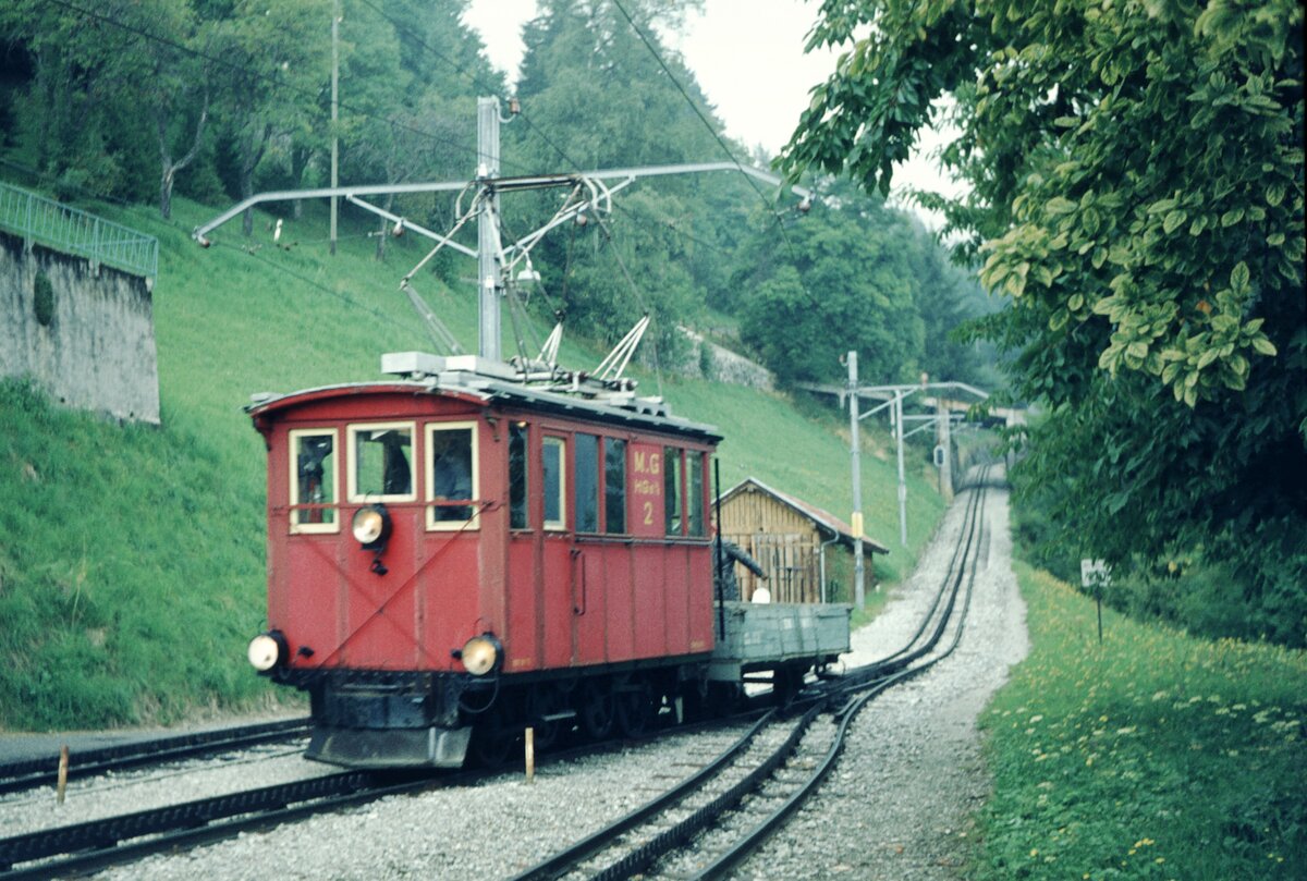 Rochers-de-Naye__Zb_Lok HGe 2/2 Nr.2 Bj. 1909 im Arbeitseinsatz_04-09-1976