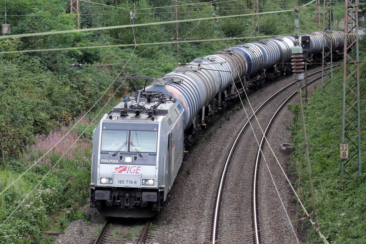RP 185 716-8 unterwegs für IGE auf der Hamm-Osterfelder Strecke in Recklinghausen 1.8.2019
