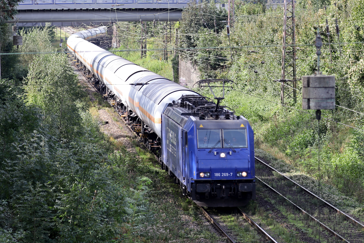 Rpool 186 269-7 in Diensten von Rhenus auf der Hamm-Osterfelder Strecke in Recklinghausen-Ost 25.9.2023