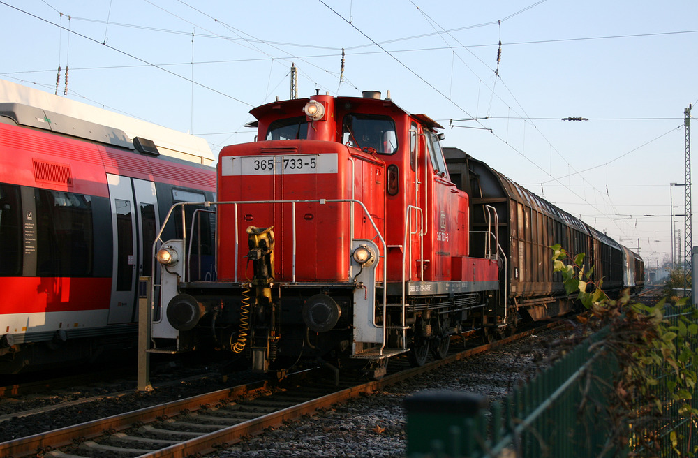 RSE 365 733 mit einem Ganzzug aus Schiebewandwagen im Bahnhof von Düren.
Aufgenommen am 15. November 2011.